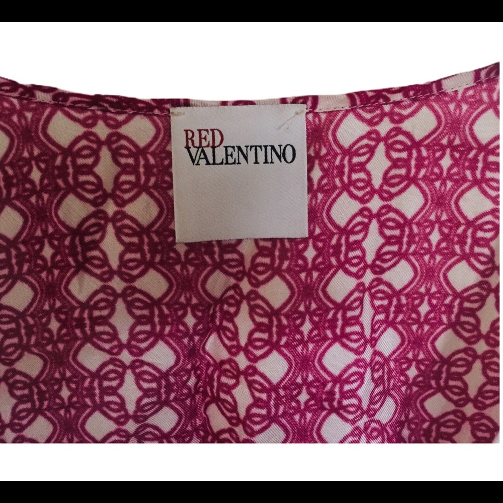 RED VALENTINO Raspberry Pink Geo Print Ruffle Front Tank Blouse Top 6 - Picture 8 of 12